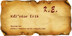 Kántor Erik névjegykártya
